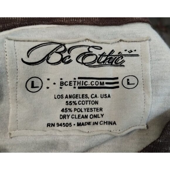 Be Ethic V Neck Long Sleeves Shirt Large Brown Tan Men 90's Style Raw Hem Y2K - Picture 5 of 5